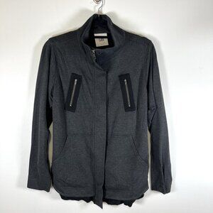 CAbi 3184 Mesh Back Jacket in Heather Gray‎ Stretch Ponte Twill Coat M $189